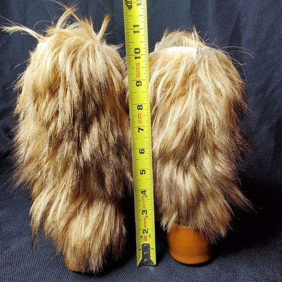 Vintage Genuine Goat Hair Fur Boots Super Shaggy YETI LAMA Cleated Rubber Size 6 - Picture 13 of 16